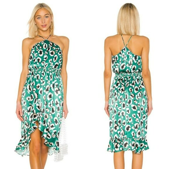 House of Harlow 1960 xREVOLVE Baye Midi - Green Leopard - Picture 1 of 12